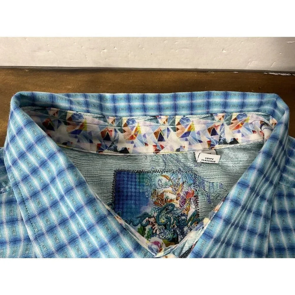 Robert Graham Shirt Mens 2XL Conlan Flip Cuff Long Sleeve Stripe Blue Geometric - Picture 7 of 16